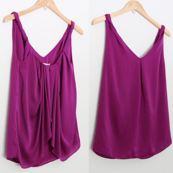 Diane Von Furstenberg DVF Pepe Twist Shoulder Pleated Layered Tank Top Violet 2 - Picture 12 of 12